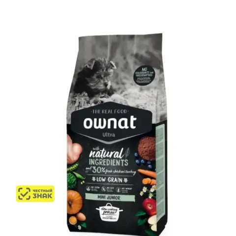 Ownat Mini Junior Ultra с курицей и индейкой для щенков