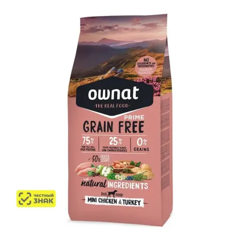 Ownat Prime Mini беззерновой с курицей и индейкой