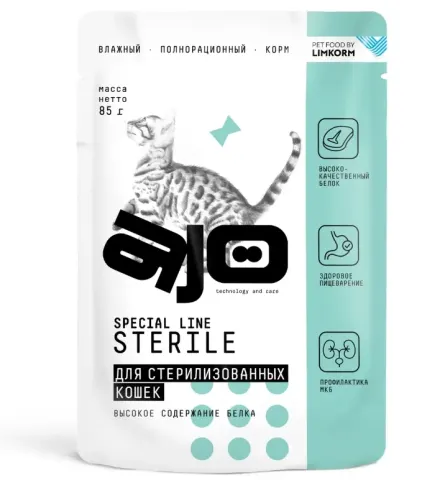 AJO Cat Sterile влажный корм с птицей и свининой