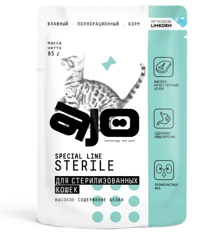 AJO Cat Sterile влажный корм с птицей и свининой