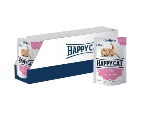 Happy Cat для котят с кусочками телятины в желе