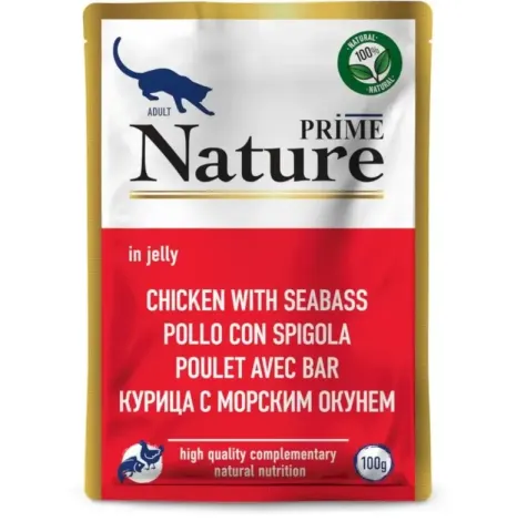 Prime Nature паучи с курицей и морским окунем в желе