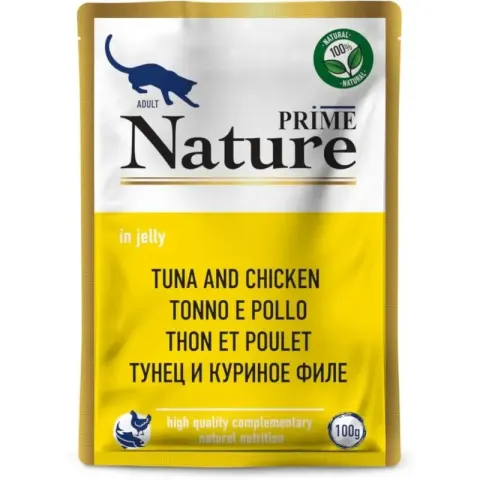 Prime Nature паучи с тунцом и куриным филе в желе