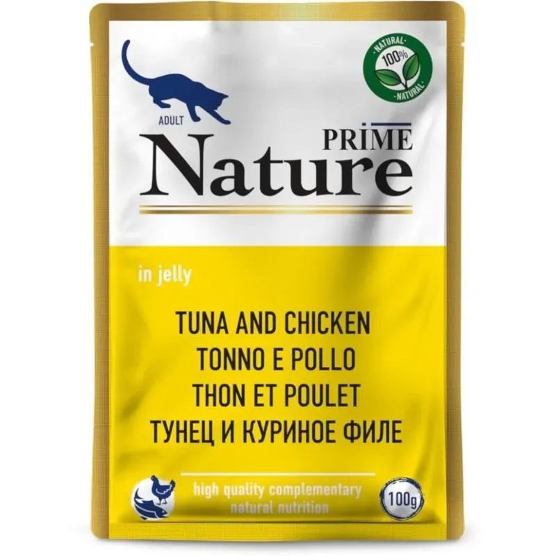 Prime Nature паучи с тунцом и куриным филе в желе