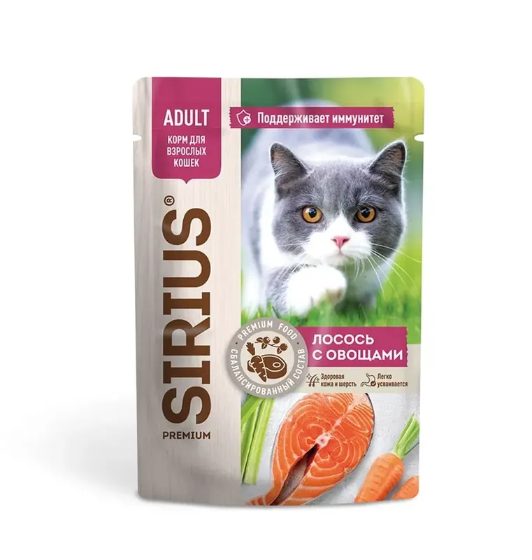 Sirius кусочки в соусе с лососем и овощами