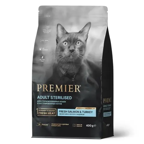 Premier Sterilized чувствительная кожа, лосось и индейка