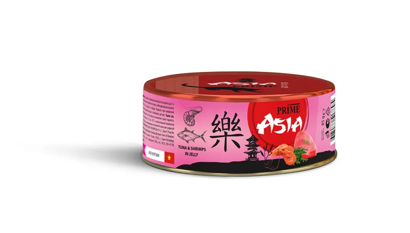Prime Asia Тунец с креветками в желе для кошек