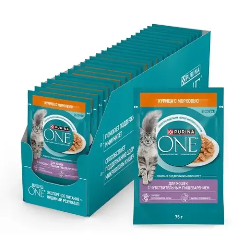 Purina One Sensitive кусочки с курицей и морковью