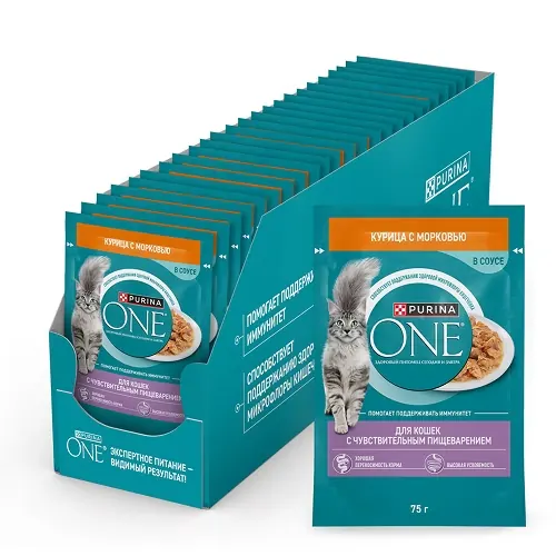 Purina One Sensitive кусочки с курицей и морковью