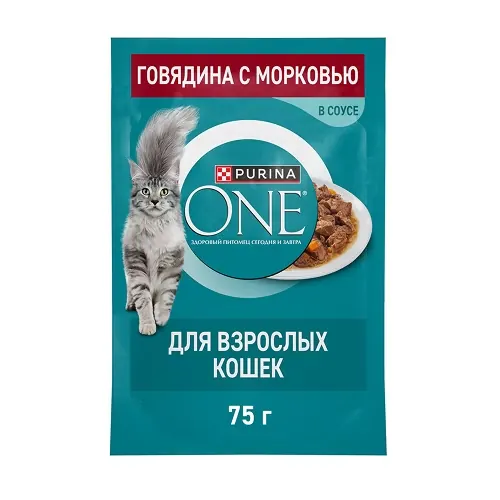 Purina One кусочки с говядиной и морковью для кошек