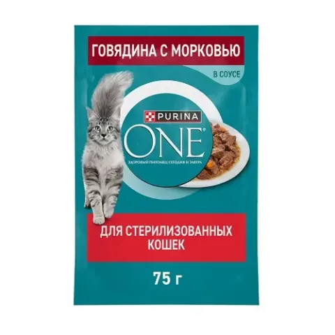 Purina One Sterilised кусочки с говядиной и морковью