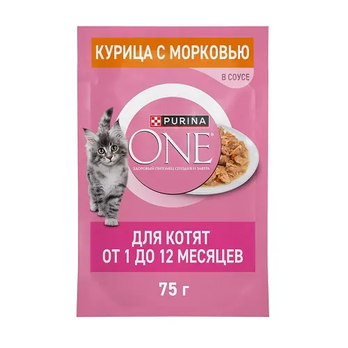 Purina One Кусочки с курицей и морковью для котят