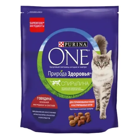 Purina One Природа Здоровья с говядиной для стерилизованных кошек