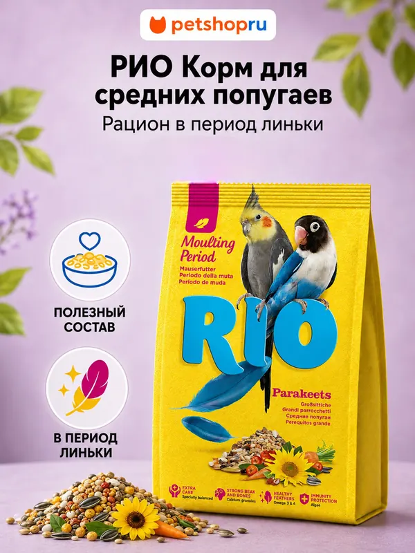 Рио для средних попугаев во время линьки
