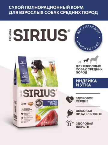 Sirius для средних пород с индейкой и уткой