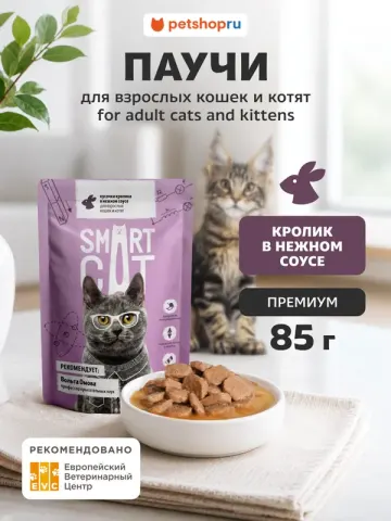 Smart Cat влажный корм с кроликом для котят