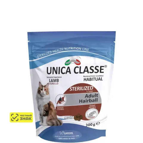 UNICA Classe Adult Sterilized Hairball с ягнёнком