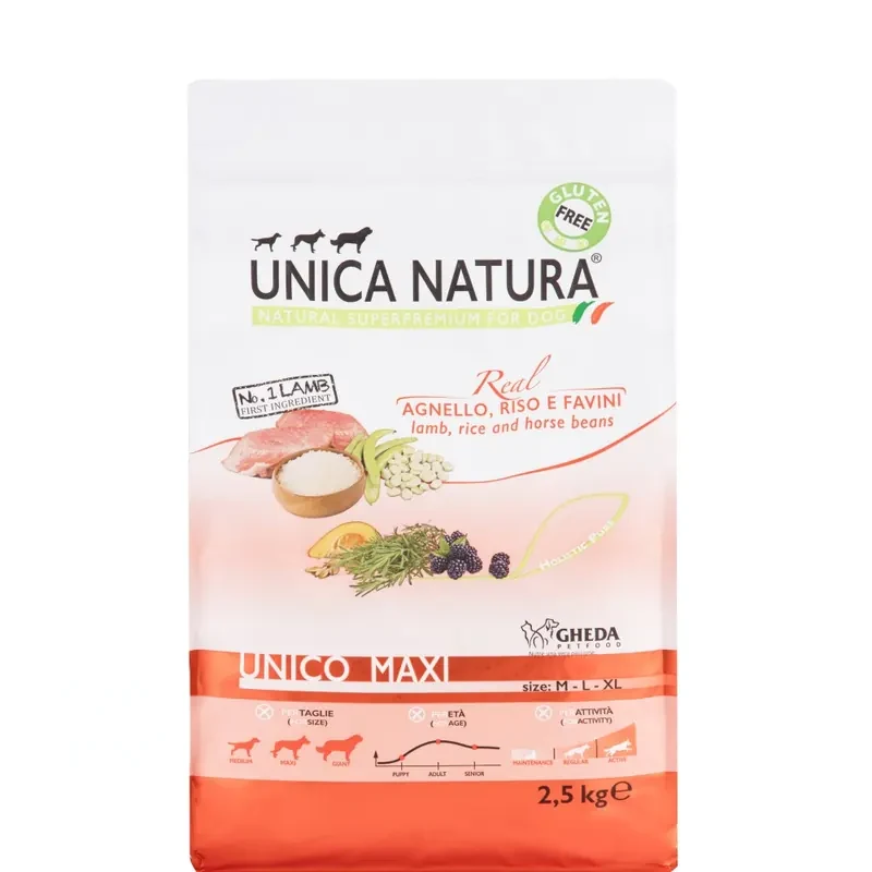 UNICA Natura Maxi с ягнёнком, рисом и бобами