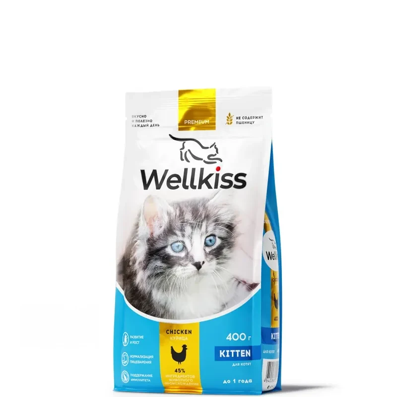 Wellkiss Kitten с курицей и индейкой для котят