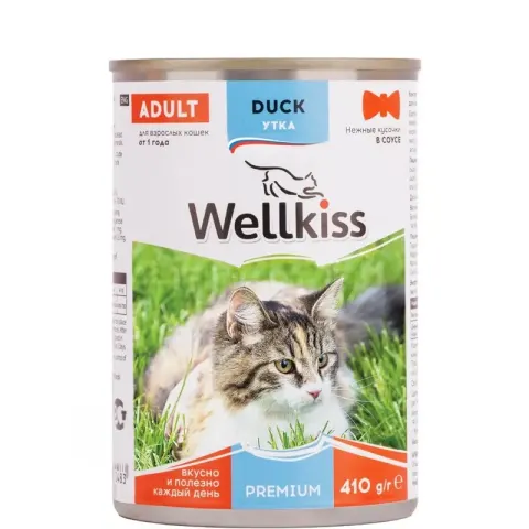 Wellkiss влажный корм с уткой для взрослых кошек